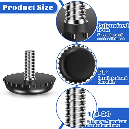 Dunzy 120 Pieces 1/4-20 Adjustable Furniture Levelers Galvanized Steel Screw in Threaded Leveling Feet Screw On Furniture Glide Leveling for Table Chair Cabinet Legs