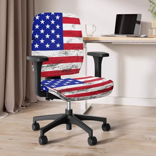 American Flag Chair Covers Stretchy Office Chair Armrest Covers 4-Pc Set Reusable Soft Patriotic Computer Cover Slipcovers for Game Room and Office Desk Chairs - color: American Flag