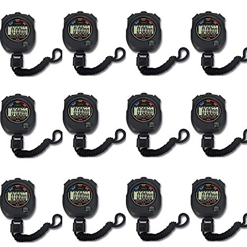 12 Pack Multi-Function Electronic Digital Sport Stopwatch Timer, Large Display with Date Time and Alarm Function,Suitable for Sports Coaches Fitness Coaches and Referees - style: 12pack