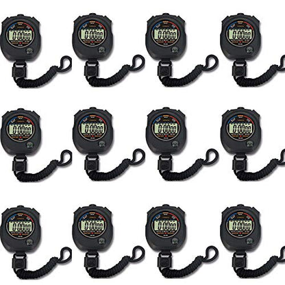 12 Pack Multi-Function Electronic Digital Sport Stopwatch Timer, Large Display with Date Time and Alarm Function,Suitable for Sports Coaches Fitness Coaches and Referees - style: 12pack