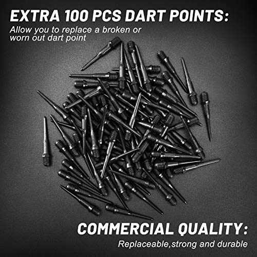 Accmor 12 Pcs Soft Tip Darts, 18g Plastic Tip Darts Set, Attach Extra 100 Black 2BA Replacement Tips, Soft Tip Darts for Electronic/Plastic Dartboard