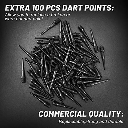 Accmor 12 Pcs Soft Tip Darts, 18g Plastic Tip Darts Set, Attach Extra 100 Black 2BA Replacement Tips, Soft Tip Darts for Electronic/Plastic Dartboard