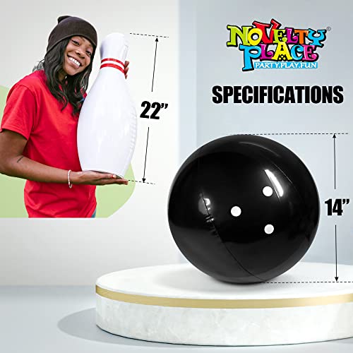 Novelty Place Inflatable Giant Bowling Game for Family - 14" Ball & 6 Oversized 22" Pins, Blow Up Yard Game Set for Backyard Camping Beach Indoor Playroom, Portable Easy Setup Party Activity