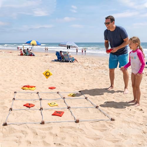 WILLOWDALE Giant Tic Tac Toe Game Outdoor, 3.9ft x 3.9ft Bean Bag Toss Game for Kids, Large Outside Game for Family Gathering, Giant Yard Game for Adults, Outdoor Field Games for Lawn s & Backyard