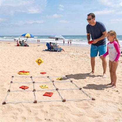 WILLOWDALE Giant Tic Tac Toe Game Outdoor, 3.9ft x 3.9ft Bean Bag Toss Game for Kids, Large Outside Game for Family Gathering, Giant Yard Game for Adults, Outdoor Field Games for Lawn s & Backyard