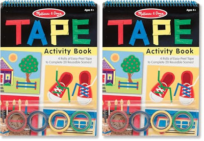 Melissa & Doug Tape Activity Book for Kids with 4 Easy-Tear Tape Rolls (Blue, Green, Red, Yellow) & 20 Reusable Scenes on Spiral-Bound Sheets, Road Travel Toys for Kids Ages 4+, 0.45 inch (Pack of 2) - size: 0.45 inch (Pack of 2)