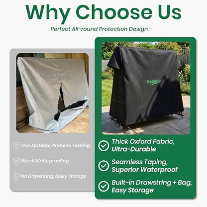 PingPong Table Cover 600D Heavy Duty Oxford Fabric 9x5 FT Universal Fit for Folding & Flat Tables, Waterproof Sunproof for Indoor Outdoor Use with Paddle Storage Bag