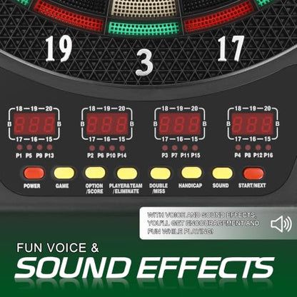 Dart Board 6 Darts Voice Scoring Wall Mount Home/Bar | Play at home, bar, or game room. Voice prompts guide turns and announce scores. No manual scoring needed