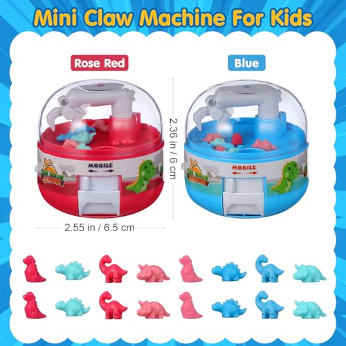 Toddmomy 2pcs Mini Dinosaur Claw Machine: Mini Claw Dinosaur Machine for Kids Prizes Arcade Grabber Game Christmas Birthday Party Favor