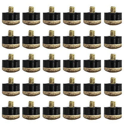 YuCool Pool Stick Tips,30 Pieces Screw-on Cue Tips Hard Leather Billiard Pool Cue Tips Replacement kit-13mm