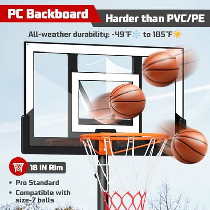 Yohood Basketball Hoop Outdoor 10FT with Shatterproof 40 Inch Backboard, Portable Basketball Hoop Goal System for Kids/Youth/Adults in Backyard/Driveway/Indoor