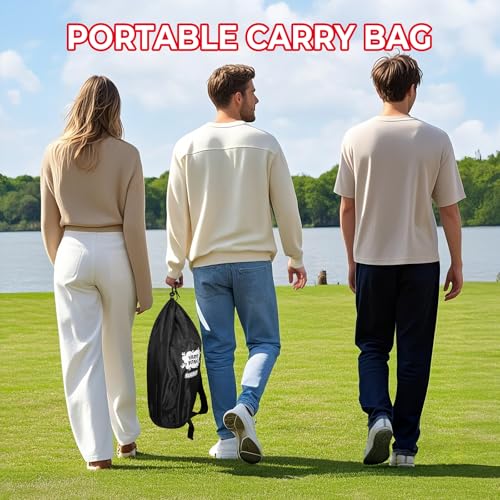 Yard Pong Outdoor Games, Giant Yard Games Set with 12 Buckets and Balls for Adults and Family, Toss Game Throwing Games for Beach, Camping, Lawn and Backyard - color: red