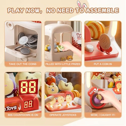 64 PCS Large Claw Machine for Kids Bunny, Vending Machine Toys for Girls 5 6 7 8 Year Old, Candy and Prize Electronic Dispenser Game Ages 5-7 6-8, Birthday Gift for 3 4 5 6 Year Old - style: Bunny