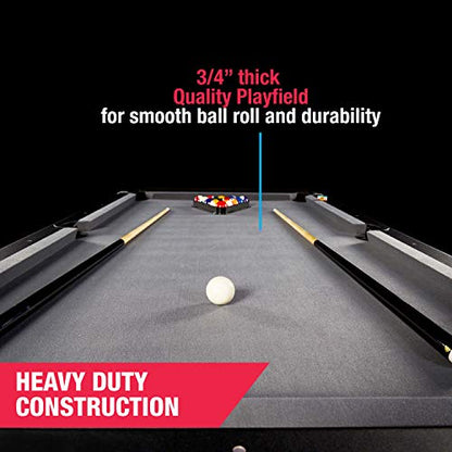 MD Sports 7.5' Titan Pool Table, Drop Pocket Billiard Table, Durable Steel Legs with Pool Ball and Cue Stick Set, Perfect for Family Game Rooms - style: 7.5 Ft. Titan