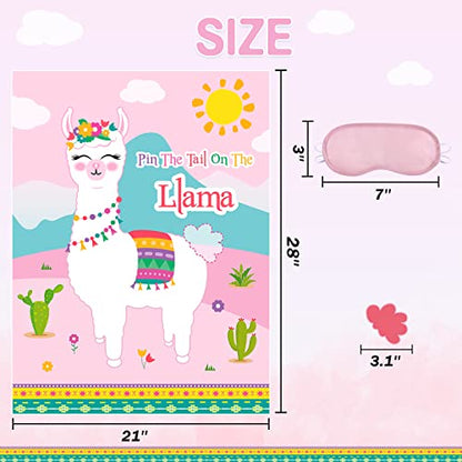 WERNNSAI Pin The Tail on The Llama Party Games - Llama Theme Birthday Supplies for Kids Girls 21" x 28" Poster 24 Pcs Tails Alpaca Party Decorations - style: Llama