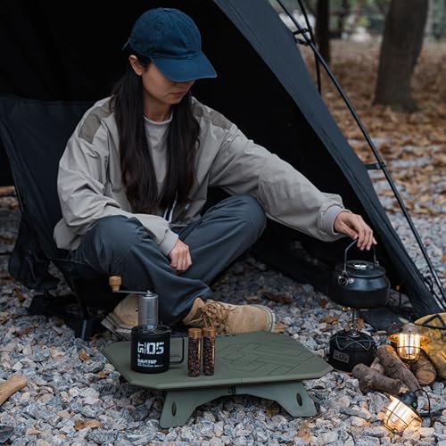 Small Folding Table Portable, Foldable Camping Table with Adjustable Height(16"/4"), Lightweight Side Table for Outdoor Picnic BBQ Beach Travel Fishing, Camping Coffee Table (Green) - color: Green
