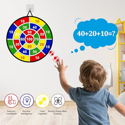 Large Dart Board Toys for Kids - 29'' Sticky Board with 12 Sticky Balls 4 Darts Indoor Outdoor Party Games Toys Easter Basket Stuffers Birthday Gifts for 3 4 5 6 7 8 9 10 11 12 Years Old Boys Girls