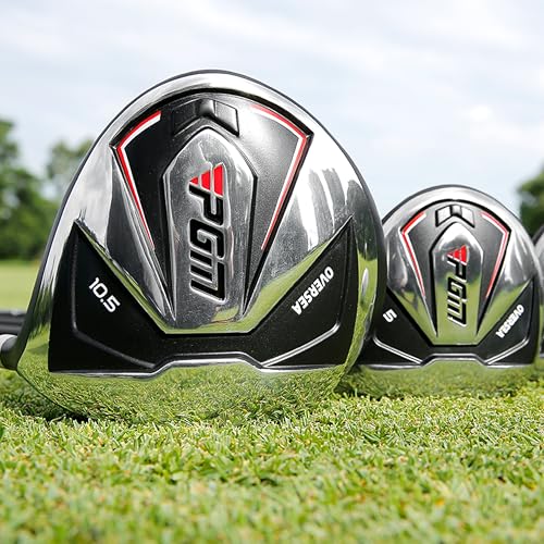 PGM 13/18 Pieces Men's Complete Golf Club Set with Driver, Fairway, Hybrid, Irons, Putter, Stand Bag & Headcovers - Ideal for Beginners (Standard/+1inch Sizes)