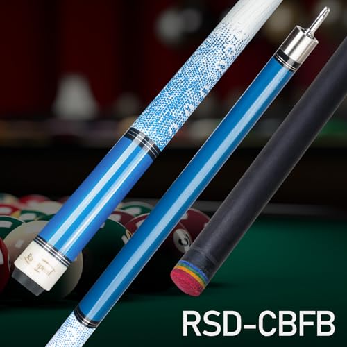 Carbon Fiber Pool Cue Stick 12.5mm Rainbow Tip Low Deflection Pool Stick with Uni-loc Pin Joint and Extension Pool Stick-20 oz - color: Royal Blue-Pro