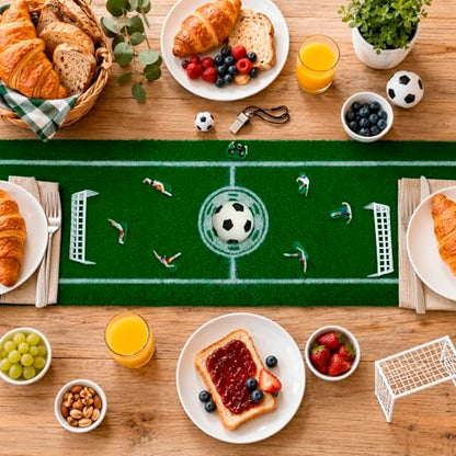 Soccer Party Decorations Table Runner - 13 x 72 Inch Artificial Grass Soccer Field Turf Runner, 1 Pack Green Soccer Table Decorations for 2026 Soccer Birthday, Game Day Watch Party Decor