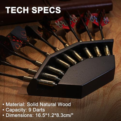 2 in 1 Dart Holder and Wall Dart Holder Made of Wood, Dart Holder, High-Quality Dart Holder, Presentation Display Darts Rack, Dart Holder, Premium Dart Accessories - color: black