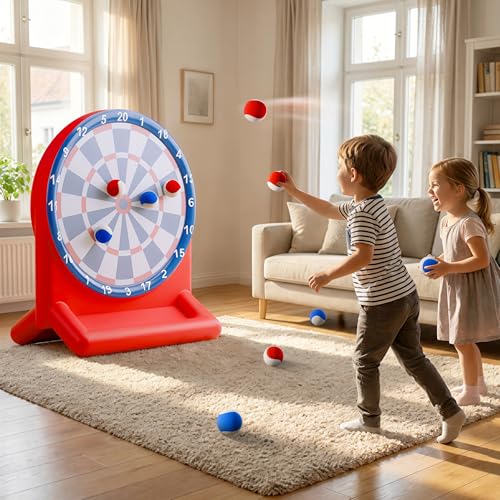 Funscape Kids Fun Pool Toys, Inflatable Dart Board Toss Water Game, Swimming Pool Floats, Beach Yard Outdoor Ball Play, Summer Party Birthday Gift 3 4 5 6 7 8 9 12 Yrs Boys Girls Teen Adult Family-Red - color: Red