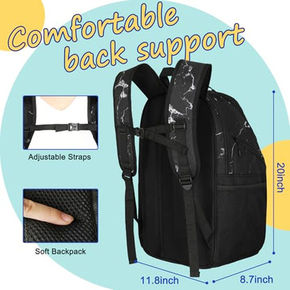 Goloni Bowling Backpack,Single Ball Bowling Bag with Shoe Compartment Up to Size 16,Bowling Bag with Padded Ball Holder - color: Black and White