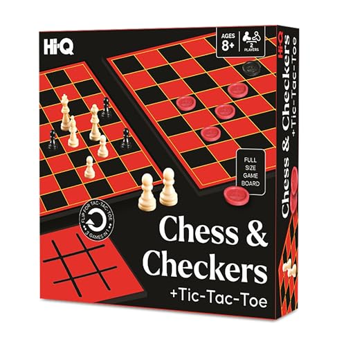 3-in-1 Chess, Checkers & Tic-Tac-Toe Game Set – Double-Sided Folding Board – Staunton Style Pieces & Interlocking Checkers – Classic Strategy Family Board Game for Kids & Adults - style: 3-in-1 Chess Checkers Tic-Tac-Toe Set