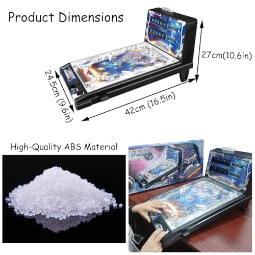Mini Table Pinball Games Machine, Classic Pinball Toy for Kids Adults, Parent Child Interactive Puzzle Pinball Pinball Ball Shooting Game with Light and Scorekeeper