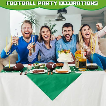 WinnerWhy 9 Pcs Football Party Goal Post Decoration Kit Includes 4 Football Field Goal Post 2 Football Court Table Runner 2 Mini Football 1 Pump for Football Theme Birthday Party Supplies