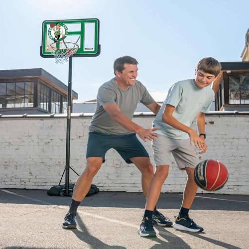 Lifetime NBA Boston Celtics Portable Basketball Hoop, Adjustable Height 7.5-10 Ft, 44 Inch Shatterproof Fusion Backboard, Base with Wheels - color: Boston Celtics