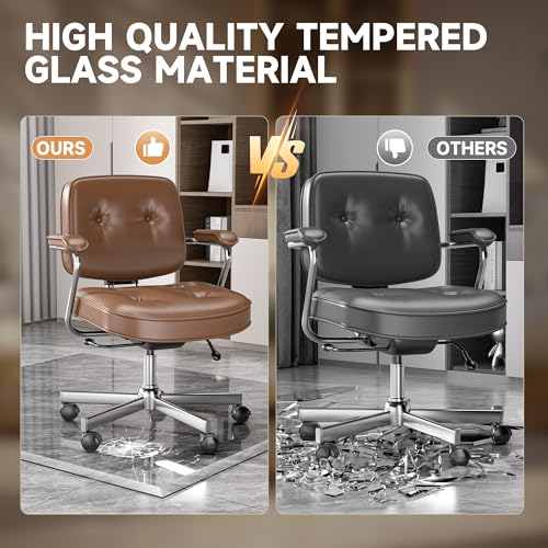 [Tempered Glass] 59“ x 47” Beveled Edge Glass Chair Mat with Polished Edge Clear Office Chair Mat, Glides Smoothly, Suitable for Carpet or Hardwood Floors - size: 59“x47”