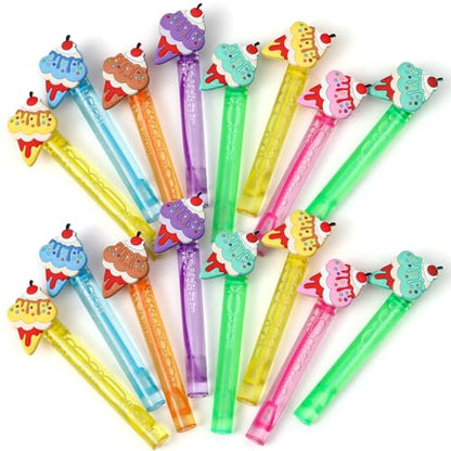 Winrayk Ice Cream Party Favors, 24Pcs Self-designed Mini Bubble Wands for Kids Bubbles Bulk with Detachable Topper (6 Colors), Two Sweet Birthday Gift Pinata Filler Goodie Bag Stuffer Classroom Prizes - style: Ice Cream