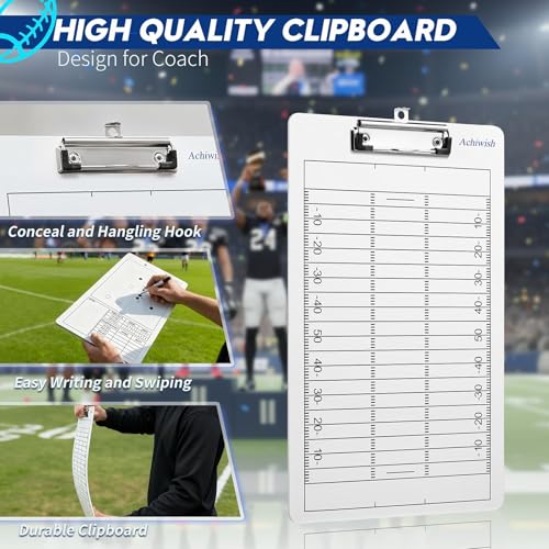 Premium Clipboard for Coaches, Durable Dry Erase WhiteBoard, Simplicity Sharpens Focus, Tactical Coaching Clip Boards, Sporting Goods Clipboards(Football) - style: Football