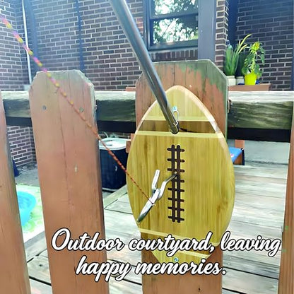 Ring and Hook Toss Game - 13-Inch Bamboo Rugby Ball Design, Rope & Hook Included, Indoor & Outdoor Use, Ideal for Men's Lounge Decoration/Party Entertainment/Family Gathering Toy