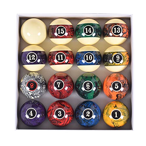 2-1/4”(57.15mm) Pool Ball Set, Pool Table Balls, Complete 16 Marble Billiard Ball Set