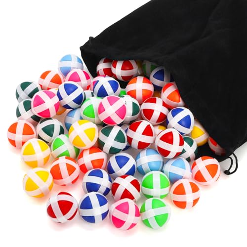 DEAYOU 80 Pack Sticky Balls for Fabric Dart Board, Dart Hook and Loop Balls, Mini Sticky Golf Balls, Safe Sport Darts Game Accessories with Storage Bag for Adult, Indoor, Outdoor, Party, 8 Color