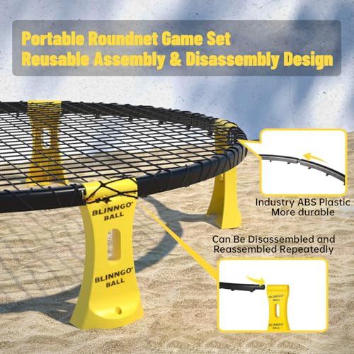 Roundnet Game Set with Balls and Patented Net, Lawn, Beach, Backyard Outdoor Game for Adults and Family - style: 2 balls without strip light