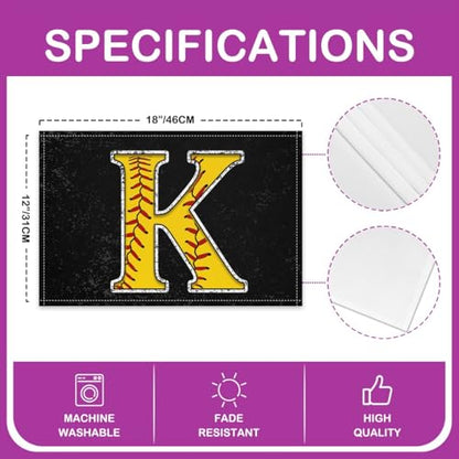 Erosebridal Initial Placemats 12x18 inch Set of 4 Boys Monogrammed Place Mats | Yellow Letter K Table Place Mats Softball Accessories Oil Proof Washable Placemats - color: Yellow K