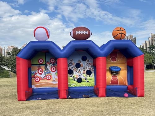 Inflatable Carnival Games, 11FT Giant Inflatable Football Target Toss Game, Easy Setup for Indoor Outdoor Party Throwing Football Commercial Games for Backyard & Tailgate, Birthday Parties