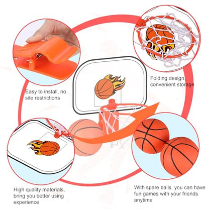 Honoson 3 Sets Indoor Trash Can Basketball Game Set Includes 3 Mini Clip on Basketball Hoop with Backboard 6 Inflatable Ball Pump Office Decompression Toy Birthday Gift Back to School(Vibrant) - color: Orange