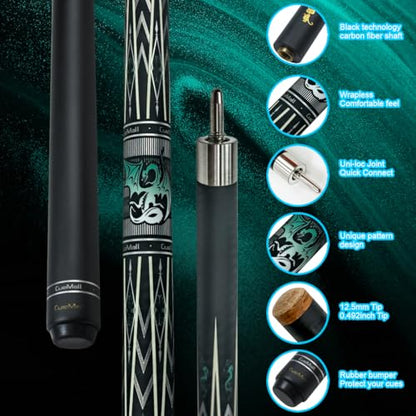 CueMall 58" 2-Piece Billiard Pool Cue Sticks,12.5mm Fiberglass Graphite Composite Billiard Cue Sticks,19oz Pool Sticks Tacos de billar for Adults Men/Women, House or Commercial/Bar Use - color: CueMall-E