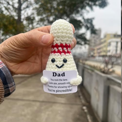 Bowling Accessories Crochet Gifts, Emotional Support Bowling Pin Office Desk Decor Decorations for Women Men (Dad) - style: Dad