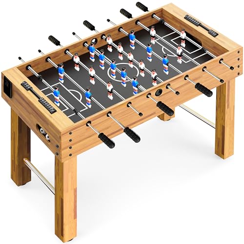SereneLife 48in Foosball Table, Competition Size Soccer Game Table for Kids and Adults, Home Game Room Arcade Set, Leveling Legs, Engineered Wood, Chrome Steel Rods, 2 Balls, 2 Cup Holders - color: C) Natural, Legacy