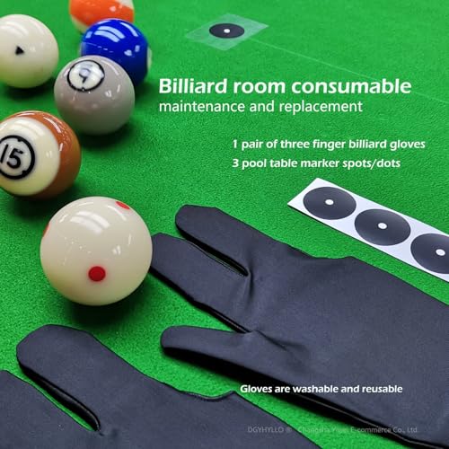 2-1/4" Billiard/Pool Cue Ball with 6 Red Dots Professional Training AAA Grade Tournament Standard, with Three Finger Billiard Gloves and 3 Pool Table Marker Spots/Dots
