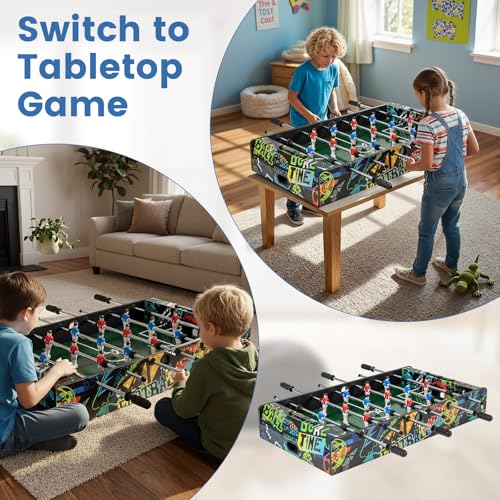 GYMAX Foosball Table, 37 Inch Soccer Table Game with 2 Balls, Manual Scorers, Sturdy MDF Construction for Game Room, Home, Office, Family Night