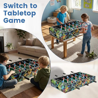 GYMAX Foosball Table, 37 Inch Soccer Table Game with 2 Balls, Manual Scorers, Sturdy MDF Construction for Game Room, Home, Office, Family Night