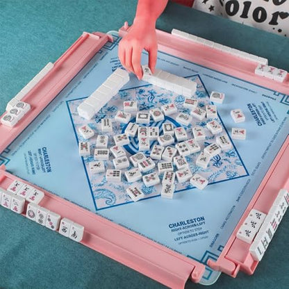 4 Pcs 18.7 Inch Light Pink Acrylic Mahjong Tile Racks with Pushers for Game Night American Mahjong Racks Tile Set for Mah Jong Lovers and Beginners - color: Light Pink