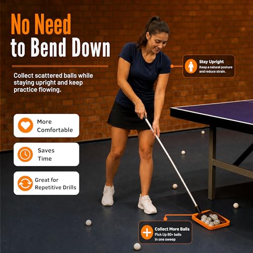 PICK 'N GO Table Tennis Ball Picker - Rapid and Efficient Ping Pong Retrieval Tool - Safe and Easy to Use Table Tennis Accessory for Players and Coaches - color: Orange & Black