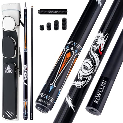 KONLLEN Carbon Fiber Pool Cue 2.0, 58-inch Low Deflection Billiard Stick for Adults with 12.5mm Tip and Pro Taper - color: 015 AK-10YF 2.0 set-black